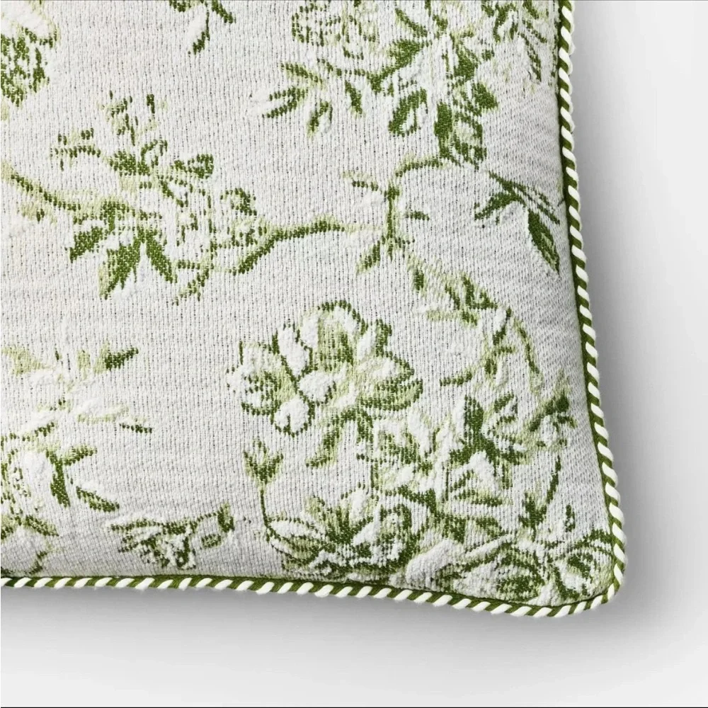 2 Oversized Square Floral Jacquard Pillow  (2) Green - Threshold Studio McGee